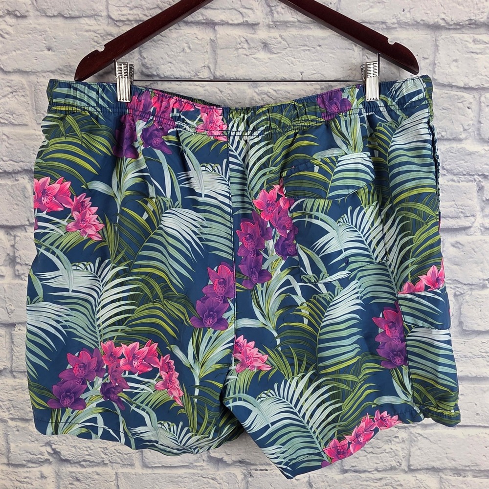 Tommy Bahama Relax‎ Men Tropical Floral Palm Print Swim Trunks Blue Pink 2XL - Picture 3 of 7